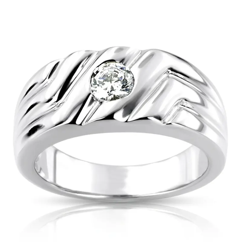 14K white gold 0.35 ct. Solitaire Diamond Men Ring 1 - main view