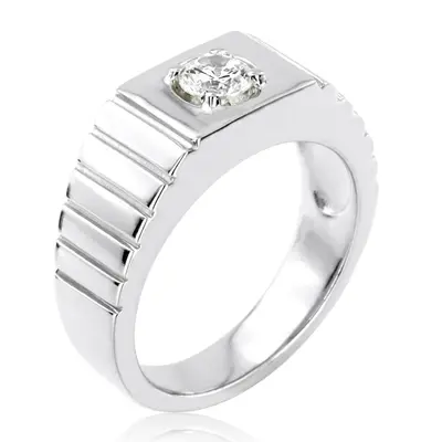 14K white gold 0.35 ct. Solitaire Diamond Man Ring 1 - alternate view 5 thumbnail