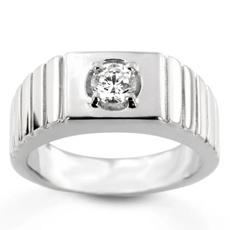 14K white gold 0.35 ct. Solitaire Diamond Man Ring 1 - main view