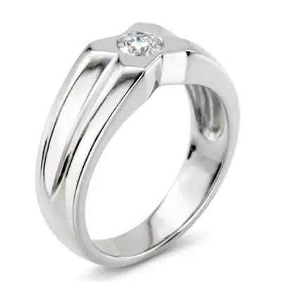 14K white gold 0.35 ct. Solitaire Diamond Men Ring 2 - alternate view 6 thumbnail