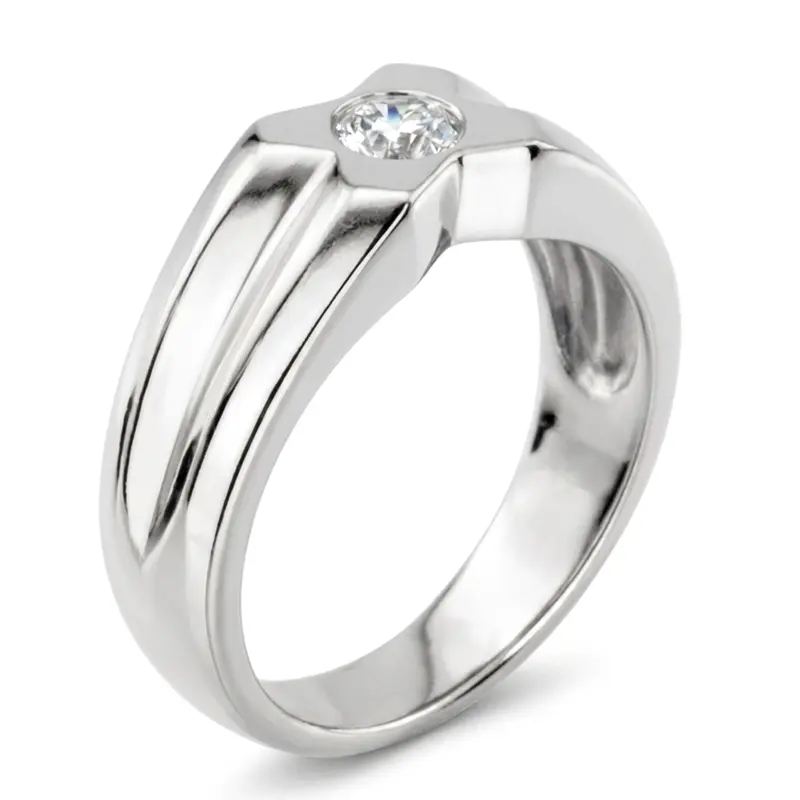 14K white gold 0.35 ct. Solitaire Diamond Men Ring 2 - alternate view 6