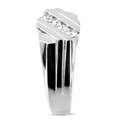 14K white gold 0.60 ct. Round Cut Channel Set Man Diamond Ring - alternate view 3 thumbnail