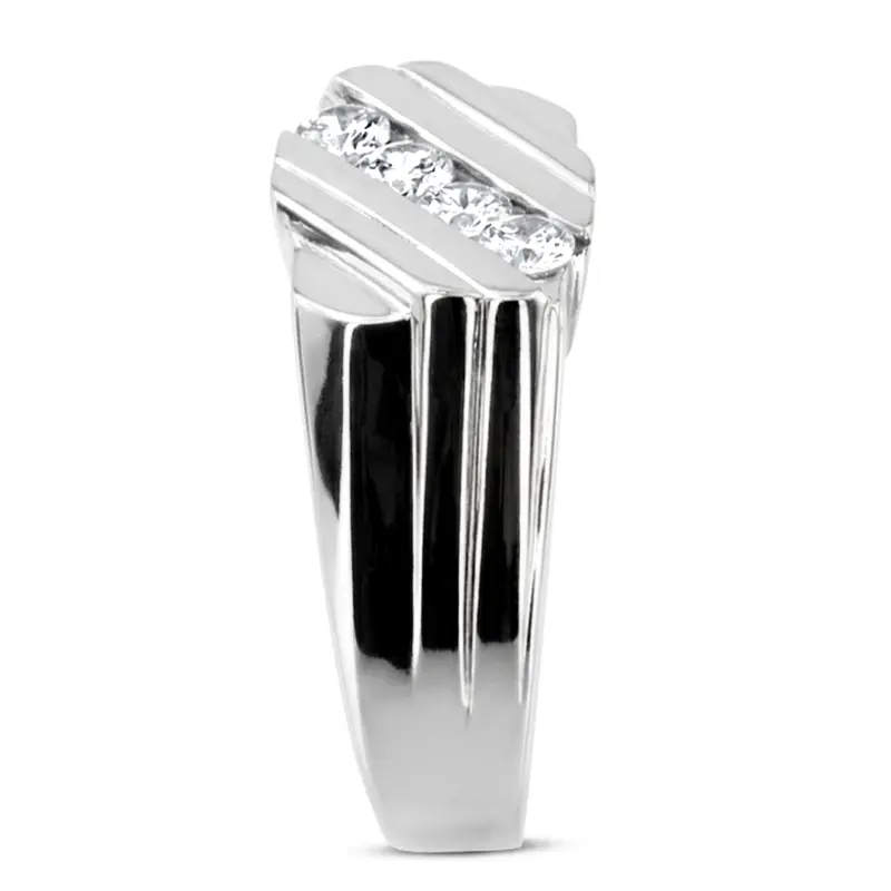 14K white gold 0.60 ct. Round Cut Channel Set Man Diamond Ring - alternate view 3