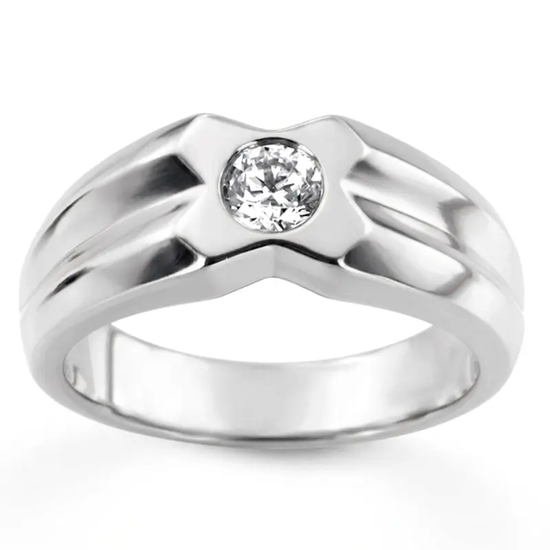 14K white gold 0.35 ct. Solitaire Diamond Men Ring 2 - alternate view 2