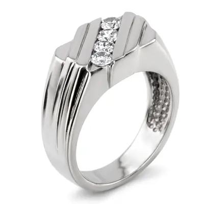 14K white gold 0.60 ct. Round Cut Channel Set Man Diamond Ring - alternate view 6 thumbnail