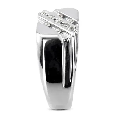 14K white gold 0.27 ct. Round Cut Diamond Men's Ring - alternate view 6 thumbnail
