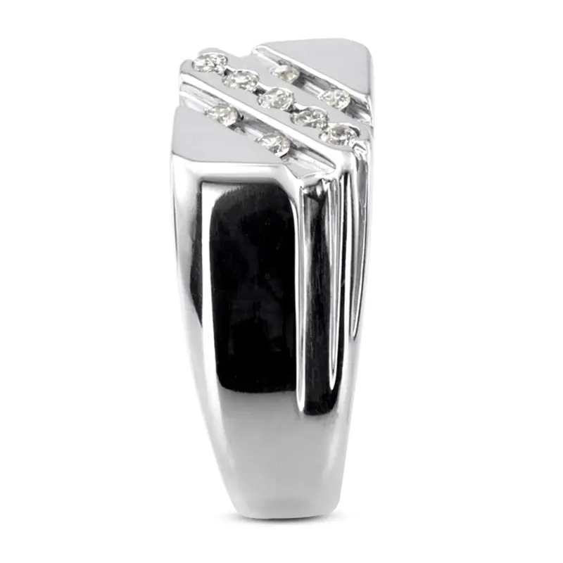 14K white gold 0.27 ct. Round Cut Diamond Men's Ring - alternate view 6