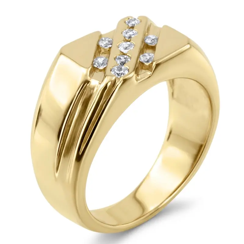 14K white gold 0.27 ct. Round Cut Diamond Men's Ring - alternate view 5