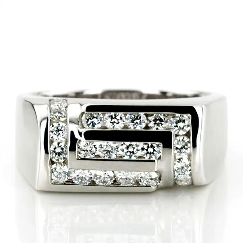 14K rose gold 1.00 ct. Round Cut Channel Set Diamond Man Ring - main view
