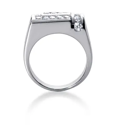 14K rose gold 1.00 ct. Round Cut Channel Set Diamond Man Ring - alternate view 3 thumbnail