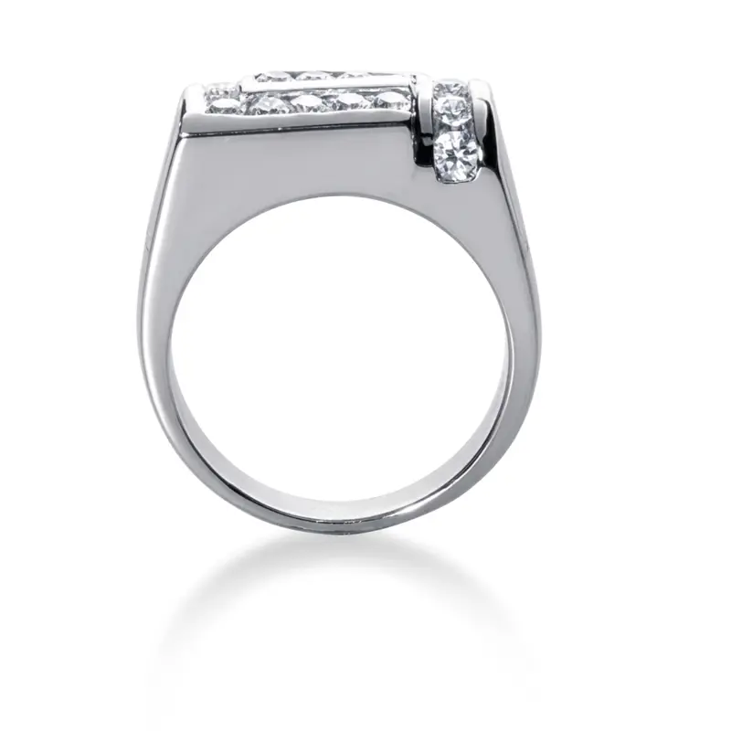 14K rose gold 1.00 ct. Round Cut Channel Set Diamond Man Ring - alternate view 3