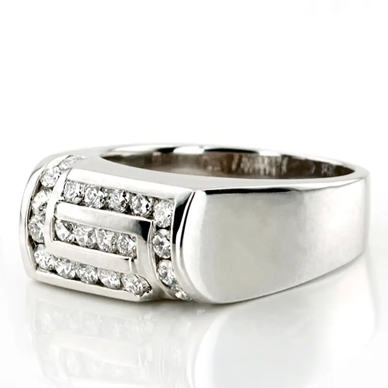 14K rose gold 1.00 ct. Round Cut Channel Set Diamond Man Ring - alternate view 4