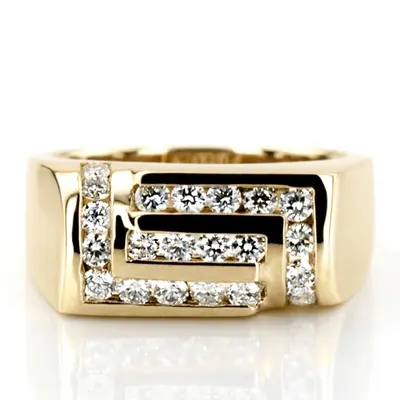 14K rose gold 1.00 ct. Round Cut Channel Set Diamond Man Ring - alternate view 5 thumbnail