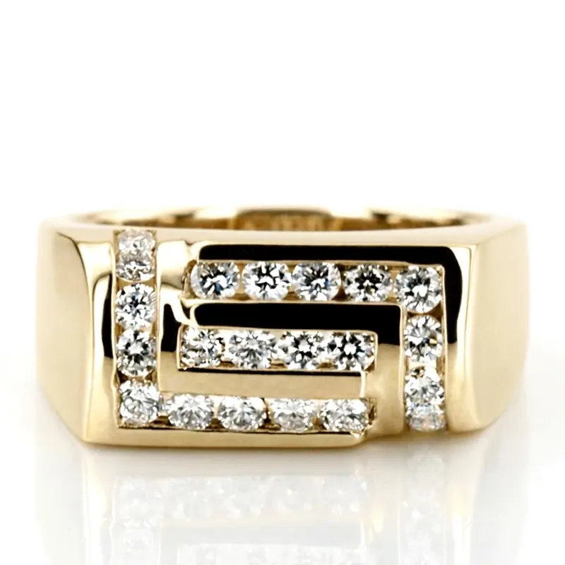 14K rose gold 1.00 ct. Round Cut Channel Set Diamond Man Ring - alternate view 5