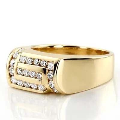 1.00 ct. Round Cut Channel Set Diamond Man Ring alternate view