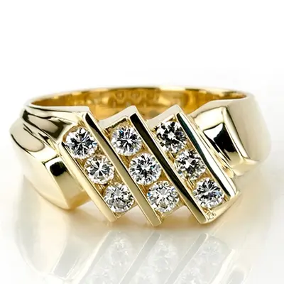 1.08 ct. Round Cut Bar Set Diamond Men's Ring