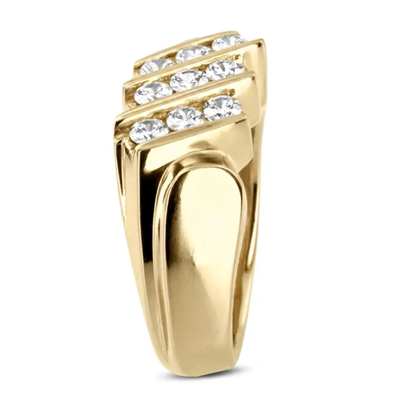 14K white gold 1.08 ct. Round Cut Bar Set Diamond Men's Ring - alternate view 4