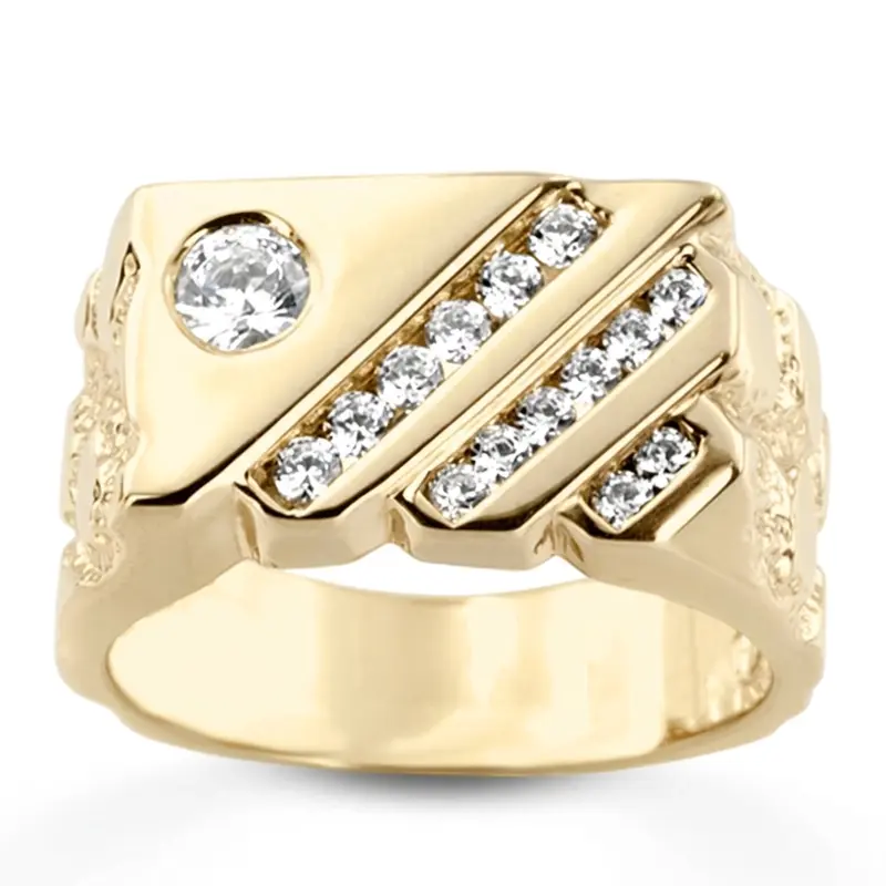 platinum 0.63 ct. Round Cut Channel Set Diamond Men's Ring - main view