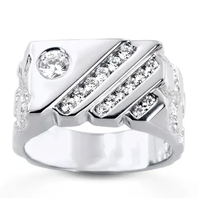 0.63 ct. Round Cut Channel Set Diamond Men's Ring - view 2 of 8