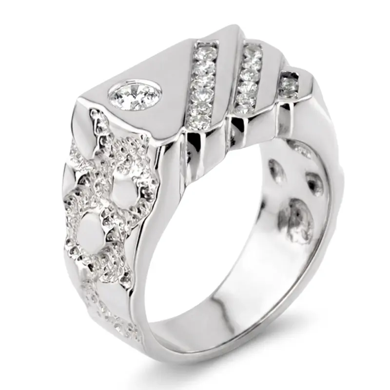 platinum 0.63 ct. Round Cut Channel Set Diamond Men's Ring - alternate view 4