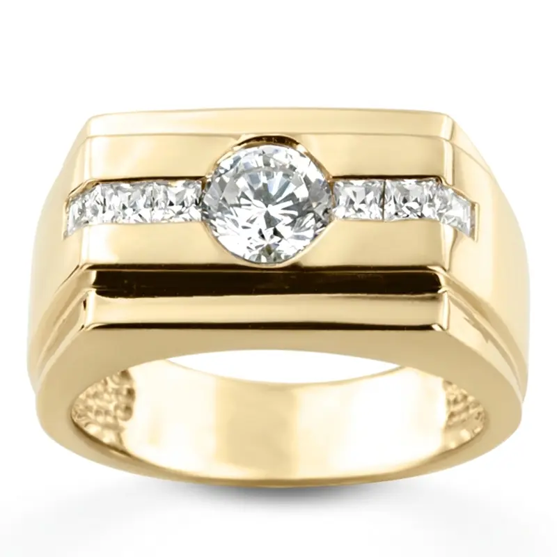 14K white gold 0.42 ct. Channel Set Diamond Men's Ring - main view