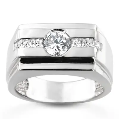 14K white gold 0.42 ct. Channel Set Diamond Men's Ring - alternate view 3 thumbnail