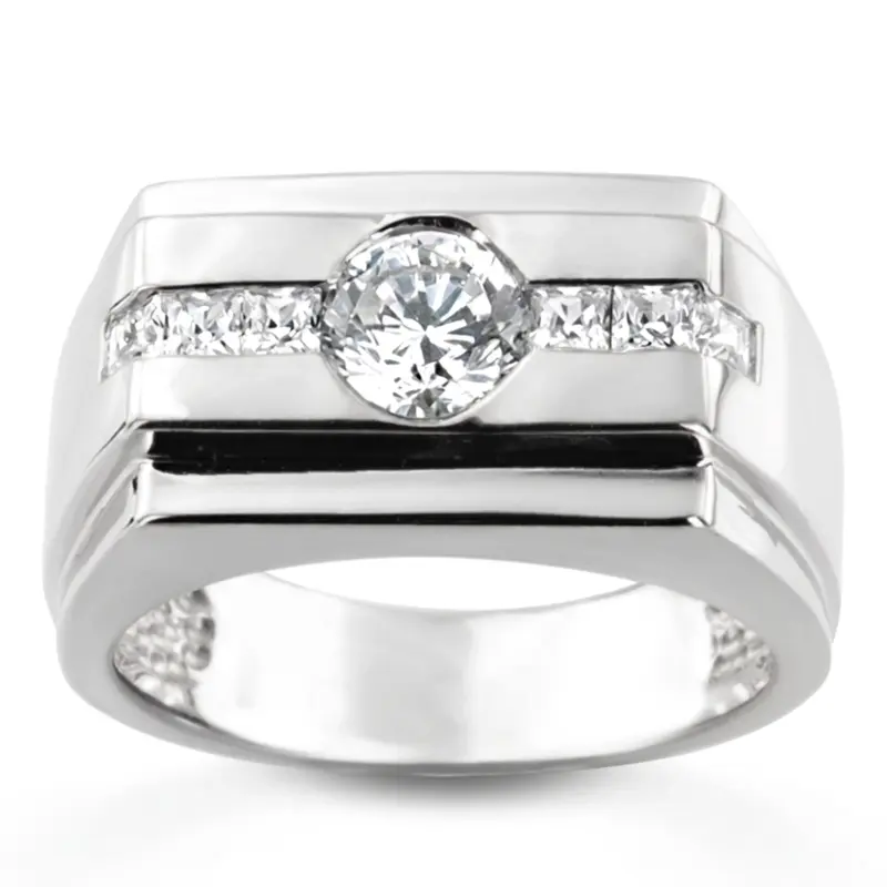 14K white gold 0.42 ct. Channel Set Diamond Men's Ring - alternate view 3