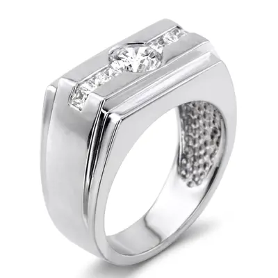 14K white gold 0.42 ct. Channel Set Diamond Men's Ring - alternate view 5 thumbnail