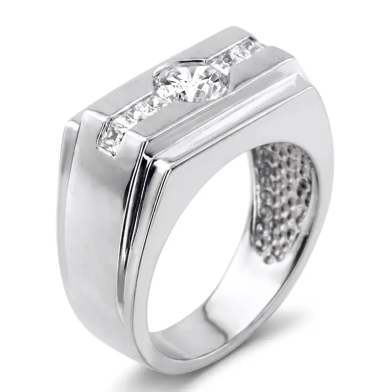 14K white gold 0.42 ct. Channel Set Diamond Men's Ring - alternate view 5