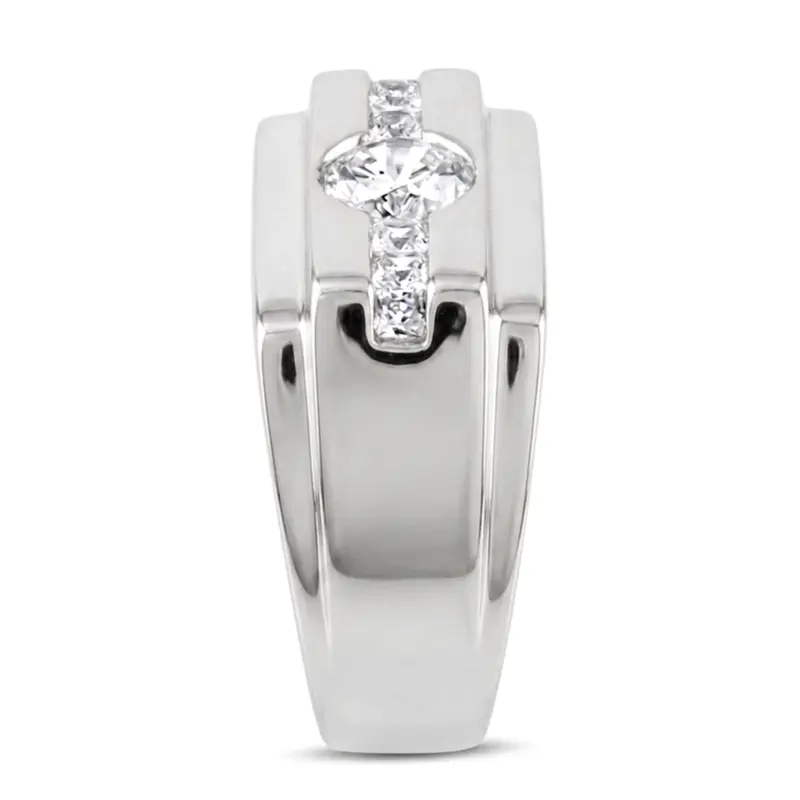 14K white gold 0.42 ct. Channel Set Diamond Men's Ring - alternate view 4