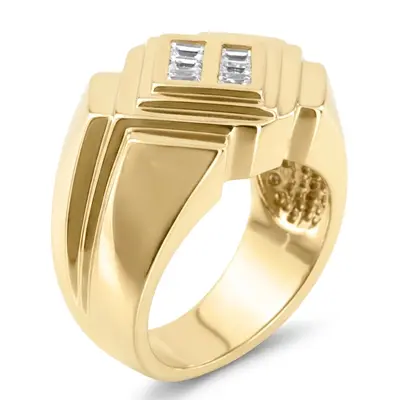 platinum 0.54 ct. tw. Baguette Channel Set Diamond Men's Ring - alternate view 4 thumbnail