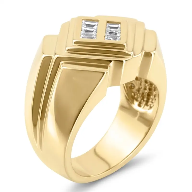 platinum 0.54 ct. tw. Baguette Channel Set Diamond Men's Ring - alternate view 4