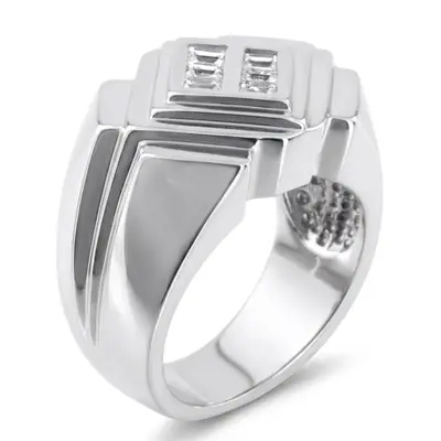 platinum 0.54 ct. tw. Baguette Channel Set Diamond Men's Ring - alternate view 3 thumbnail