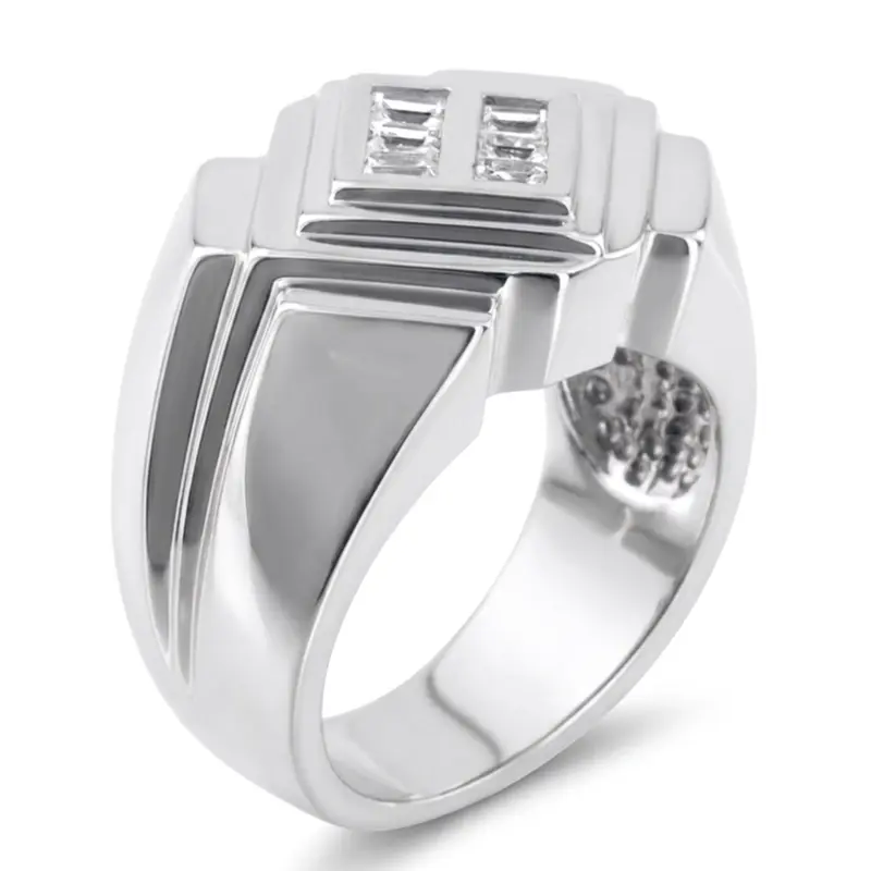 platinum 0.54 ct. tw. Baguette Channel Set Diamond Men's Ring - alternate view 3