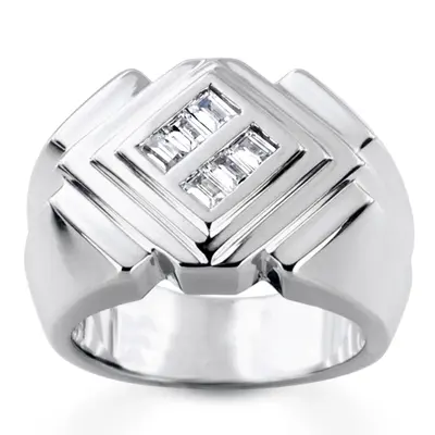 0.54 ct. tw. Baguette Channel Set Diamond Men's Ring - view 2 of 6