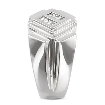 platinum 0.54 ct. tw. Baguette Channel Set Diamond Men's Ring - alternate view 6 thumbnail
