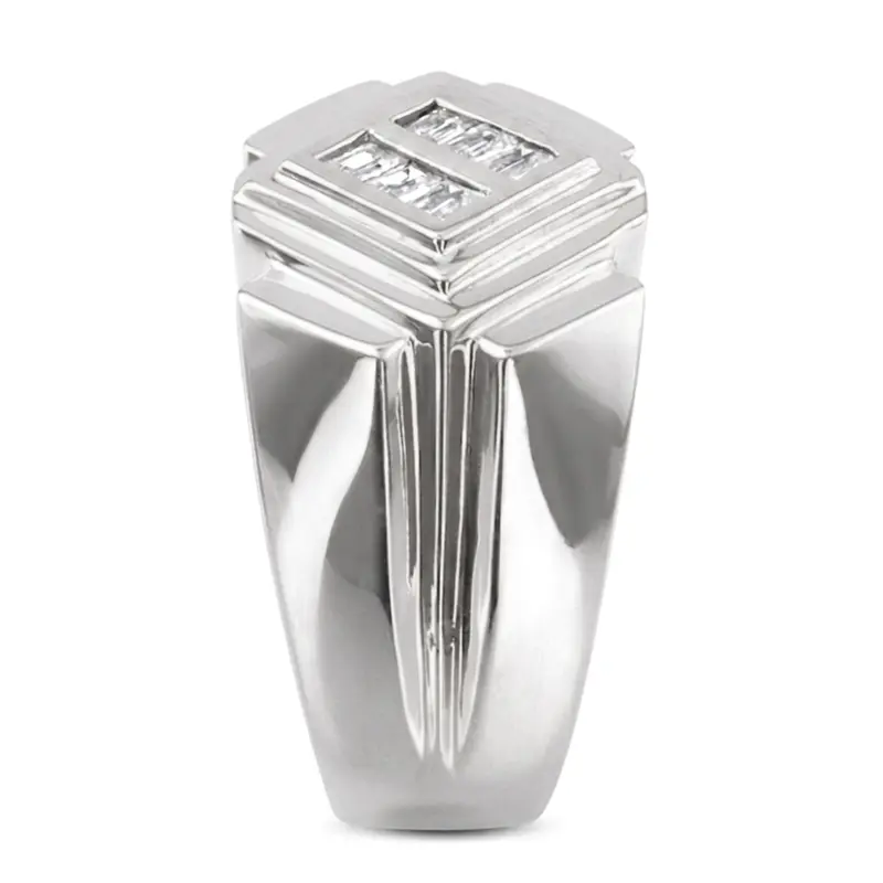 platinum 0.54 ct. tw. Baguette Channel Set Diamond Men's Ring - alternate view 6