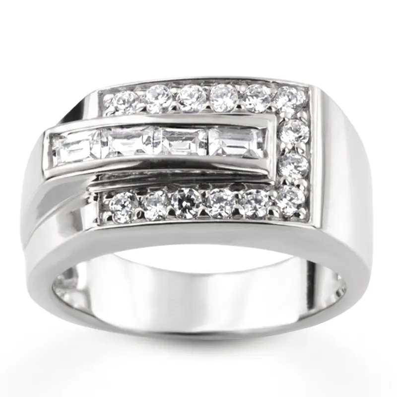 14K white gold 1.02 ct. tw. Channel Set Diamond Men's Ring - main view