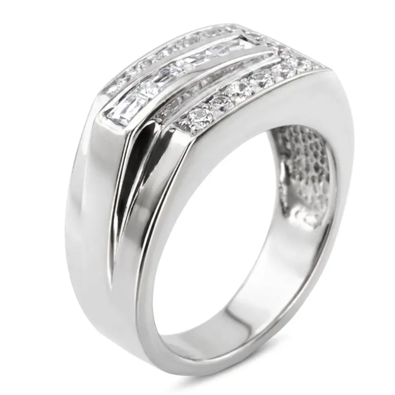 14K white gold 1.02 ct. tw. Channel Set Diamond Men's Ring - alternate view 6