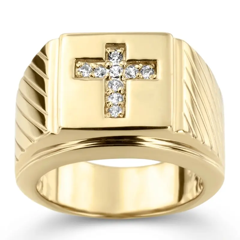 14K white gold 0.23 ct. Cross Diamond Men's Ring - alternate view 2