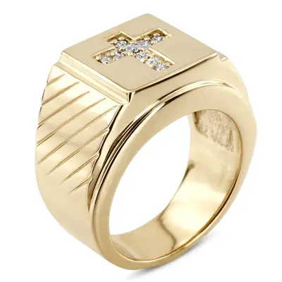 14K white gold 0.23 ct. Cross Diamond Men's Ring - alternate view 6 thumbnail
