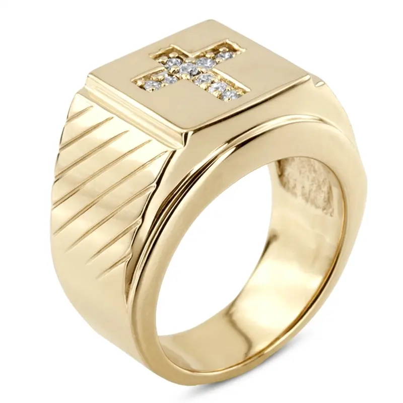 14K white gold 0.23 ct. Cross Diamond Men's Ring - alternate view 6