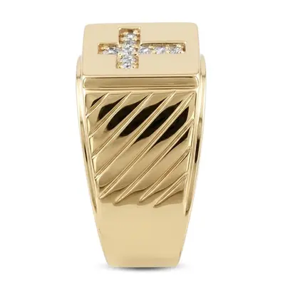 14K white gold 0.23 ct. Cross Diamond Men's Ring - alternate view 3 thumbnail