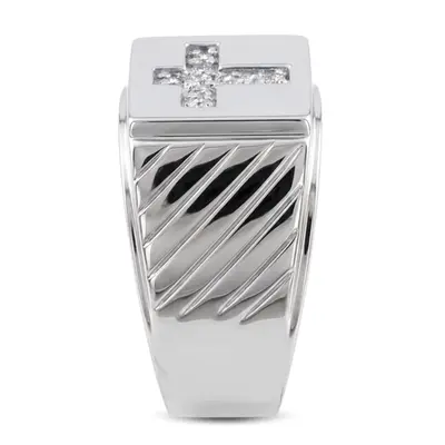 14K white gold 0.23 ct. Cross Diamond Men's Ring - alternate view 5 thumbnail