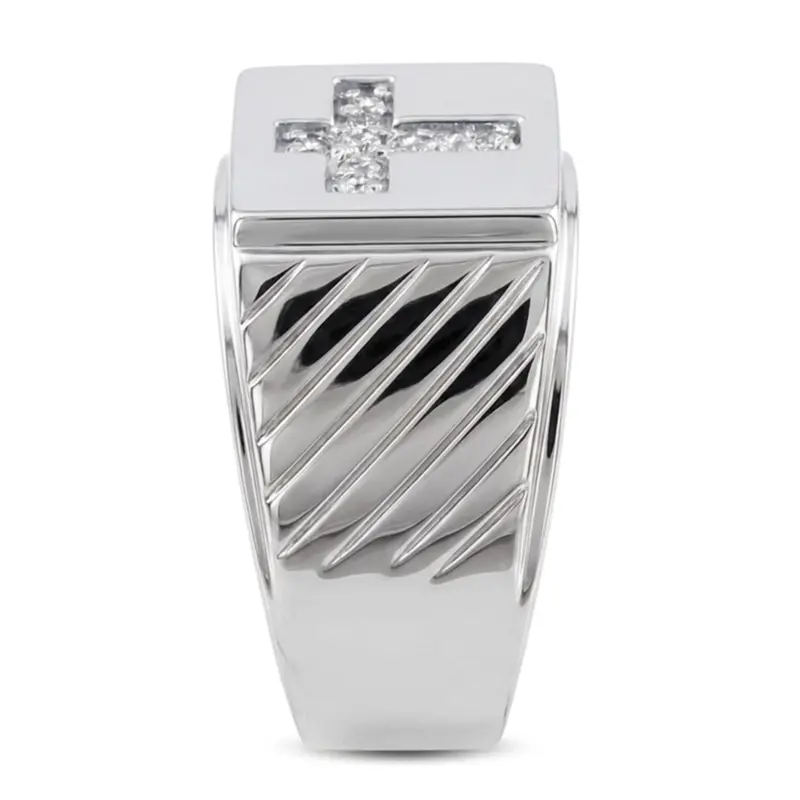 14K white gold 0.23 ct. Cross Diamond Men's Ring - alternate view 5