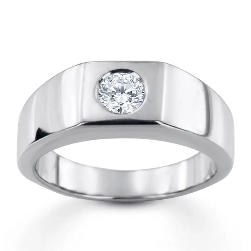 14K white gold 0.50 ct. Solitaire Diamond Man Ring 1 - alternate view 2