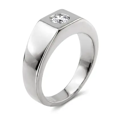 14K white gold 0.50 ct. Solitaire Diamond Man Ring 1 - alternate view 6 thumbnail