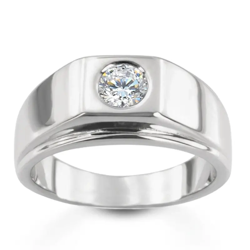 14K white gold 0.50 ct. Solitaire Diamond Men Ring - main view