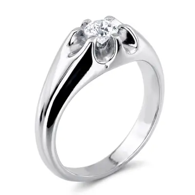 14K white gold 0.50 ct. Fancy Solitaire Diamond Men Ring - alternate view 6 thumbnail