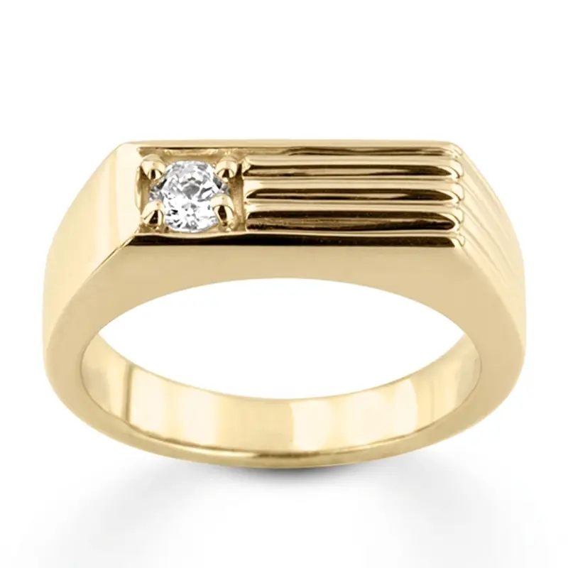 14K white gold 0.35 ct. Solitaire Diamond Man Ring 2 - alternate view 2